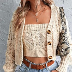 Romwe Loose Long Sleeve Knit Button Down Cardigan
